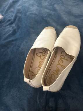 Sam Edelman Khloe White Leather Espadrille Flat Shoes